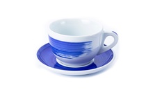 Чашка cappuccino large 260 мл Blue stroke B "Verona Millecolori Hand Painted Brush stroke B Blue wit