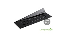 SET 100 COMPOSTABLE BLACK TRAYS - RECTANGLE Набір підставок під десерти 100 шт. 140x40 мм