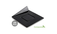 SET 100 COMPOSTABLE BLACK TRAYS - SQUARE Набір підставок під десерти 100 шт. 83x83 мм