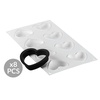 KIT TARTE RING AMORE 80x70 MM Форма силіконова  65x55х15 мм+кільця у формі серця (80x70х20 мм) - 1 ф