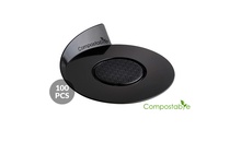 SET 100 COMPOSTABLE BLACK TRAYS - ROUND Набір підставок під десерти100 шт. ø86 мм